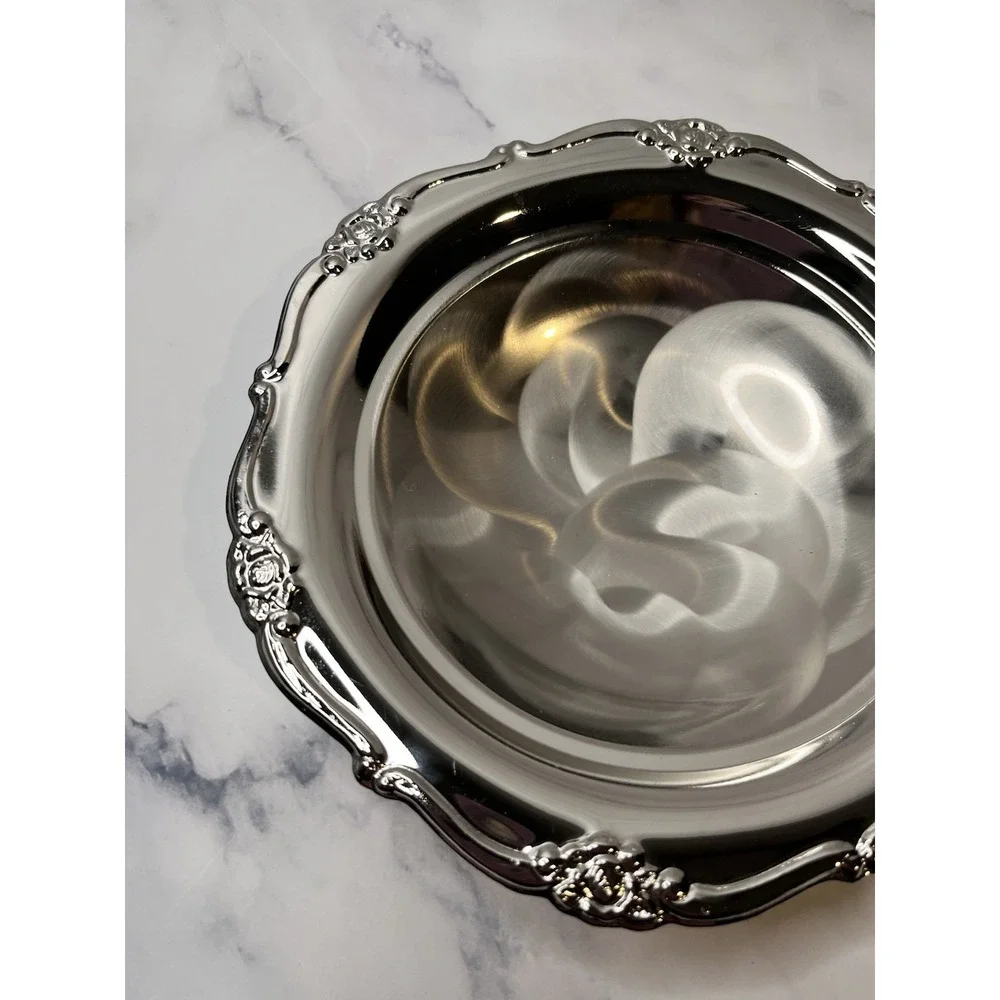 Japan Silver Silver Plated Pearlized Candy Dish 7 x 1.5